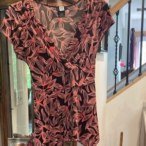 Studio 1940 Pink and brown Cap Sleeve Wrap Blouse
